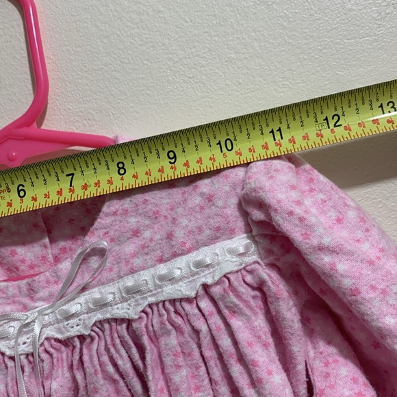 Toddler Girls smocked puffy sleeve Star print flannel cottage core prairie gown - Picture 7 of 9